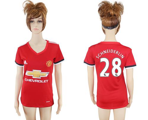 Women's Manchester United #28 Schneiderlin Red Home Soccer Club Jersey - Click Image to Close